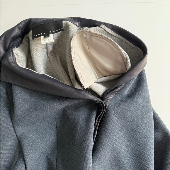 Yansi Fugel Wool Blend Coat Small S Blue Lightweight Minimalist Transitional Lay - Picture 14 of 14